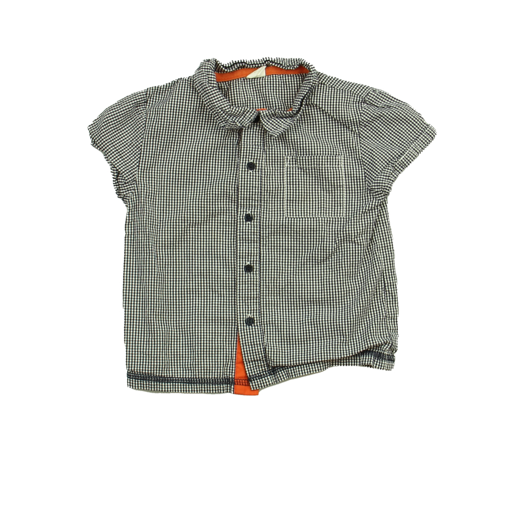 Egg Girls Blue | White | Check Button Down Short Sleeve size: 2T